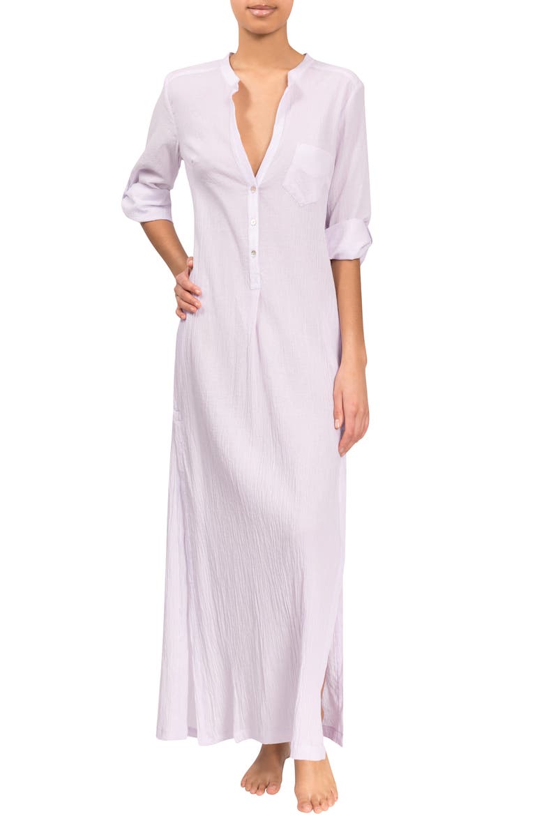 Plunge V-Neck Cotton Caftan, Alternate, color, LAVENDER