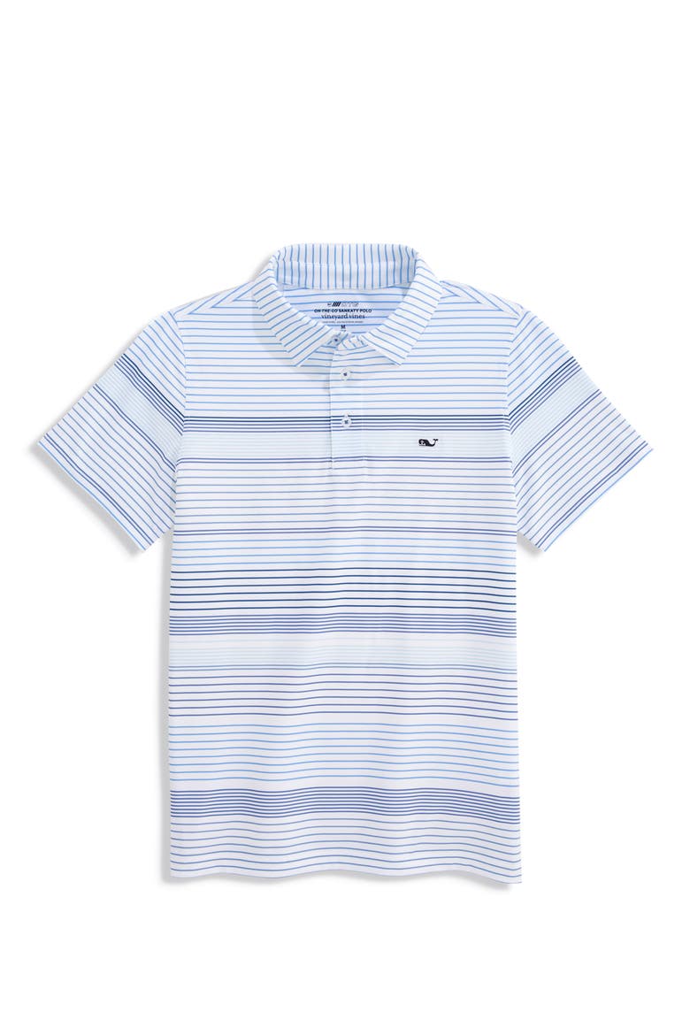 Kids' Kiawah Sankaty Striped Performance Polo, Main, color, L720 BLUE