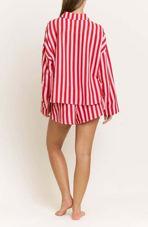 Honeydew Brunch Date Long Sleeve Shorts Pajamas In Red