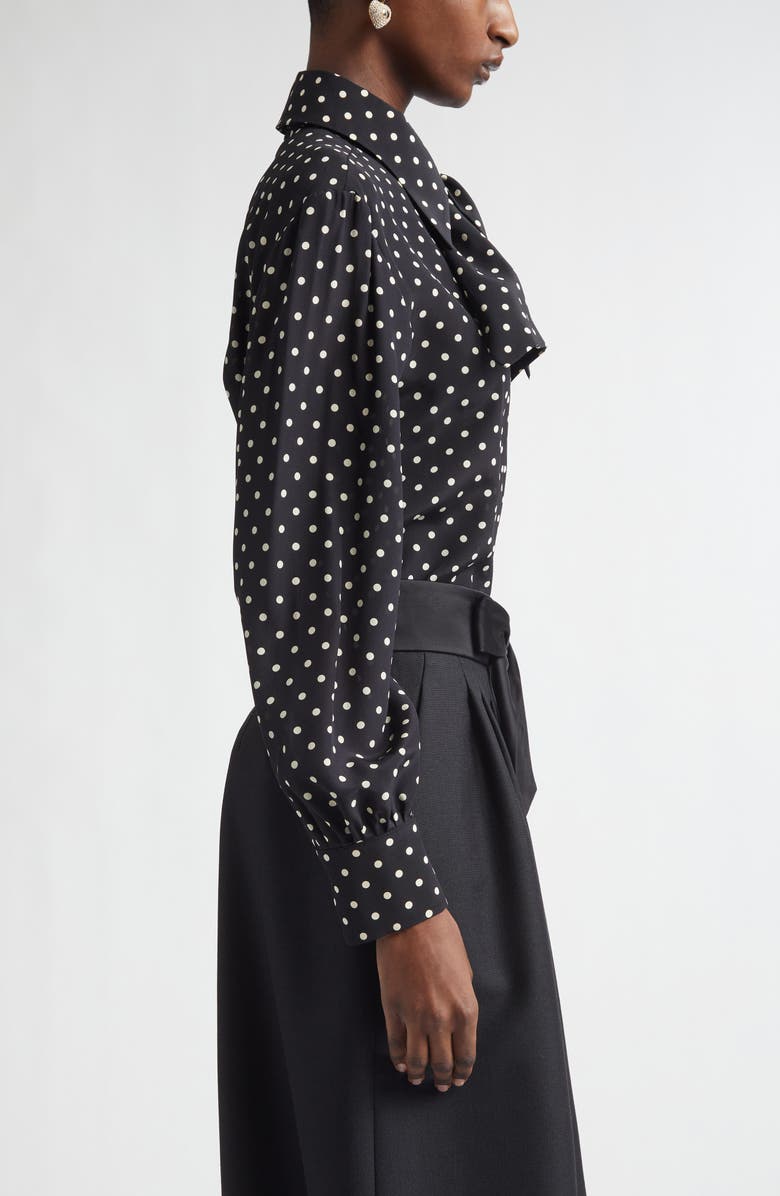 Valentino Dot Silk Crêpe de Chine Shirt, Alternate, color, Black/ White
