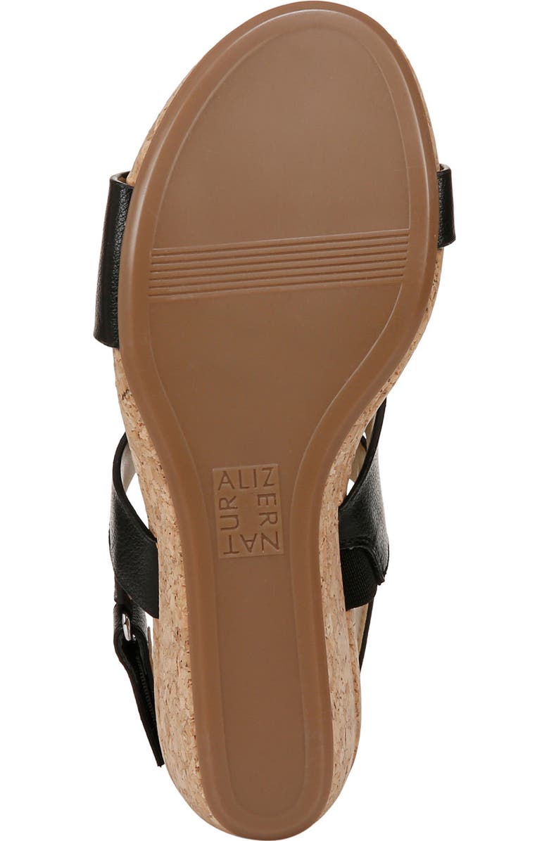 Naturalizer Adria Strappy Wedge Sandal, Alternate, color, Black Faux Leather