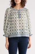 MAX STUDIO Floral Three-Quarter Bubble Sleeve Top