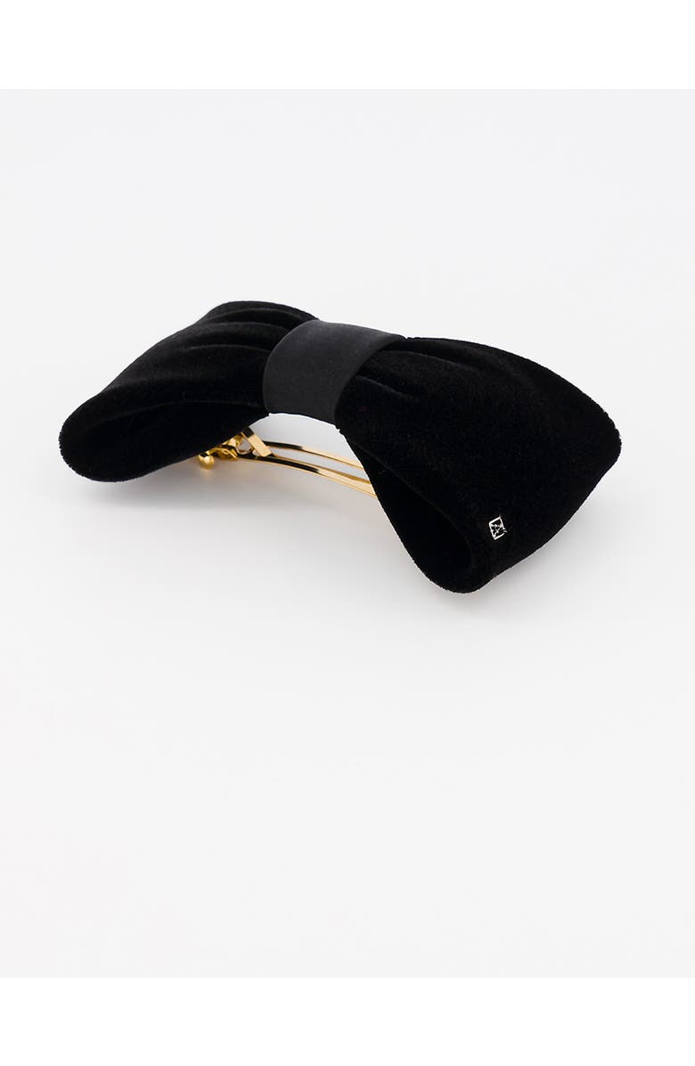 Alexandre de Paris Josephine Velvet Bow Barette, Alternate, color, Black