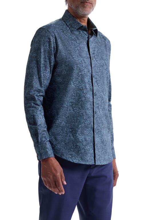 Bugatchi Julian Shaped Fit Paisley Cotton Button-up Shirt In Blue