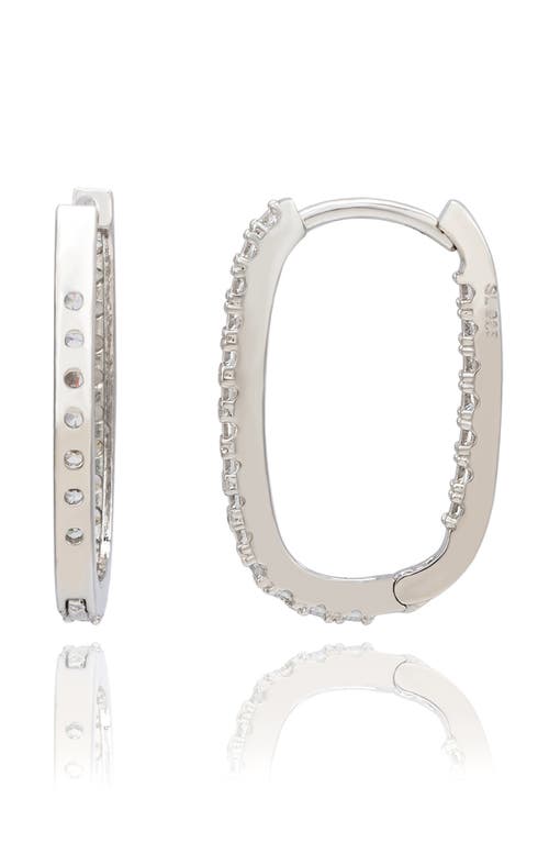 Suzy Levian Cubic Zirconia Hoop Earrings In Metallic