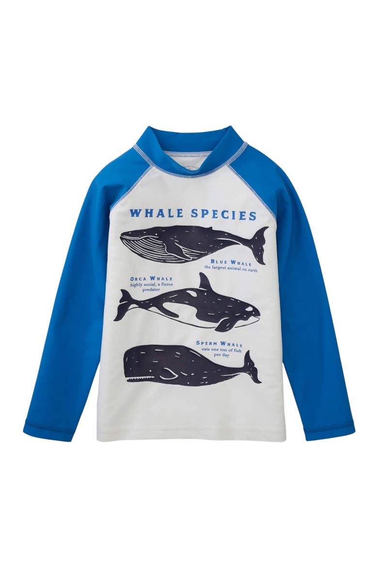 Boys' Long Sleeve Rash Guard, Kids, Alternate, color, White Blue Whale
