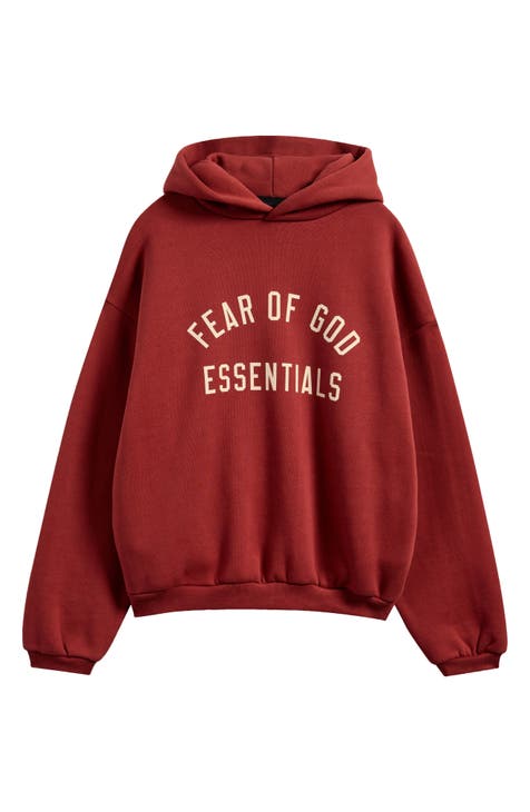 Red essentials hoodie on sale