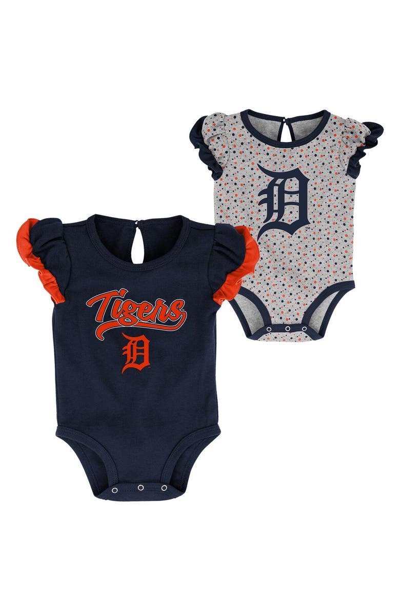 Outerstuff Newborn & Infant Navy/Heathered Gray Detroit Tigers Scream & Shout Two-Pack Bodysuit Set, Alternate, color, 