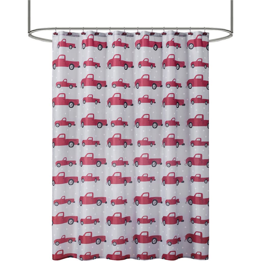 Vcny Home Truck Shower Curtain & Hooks Set In Red