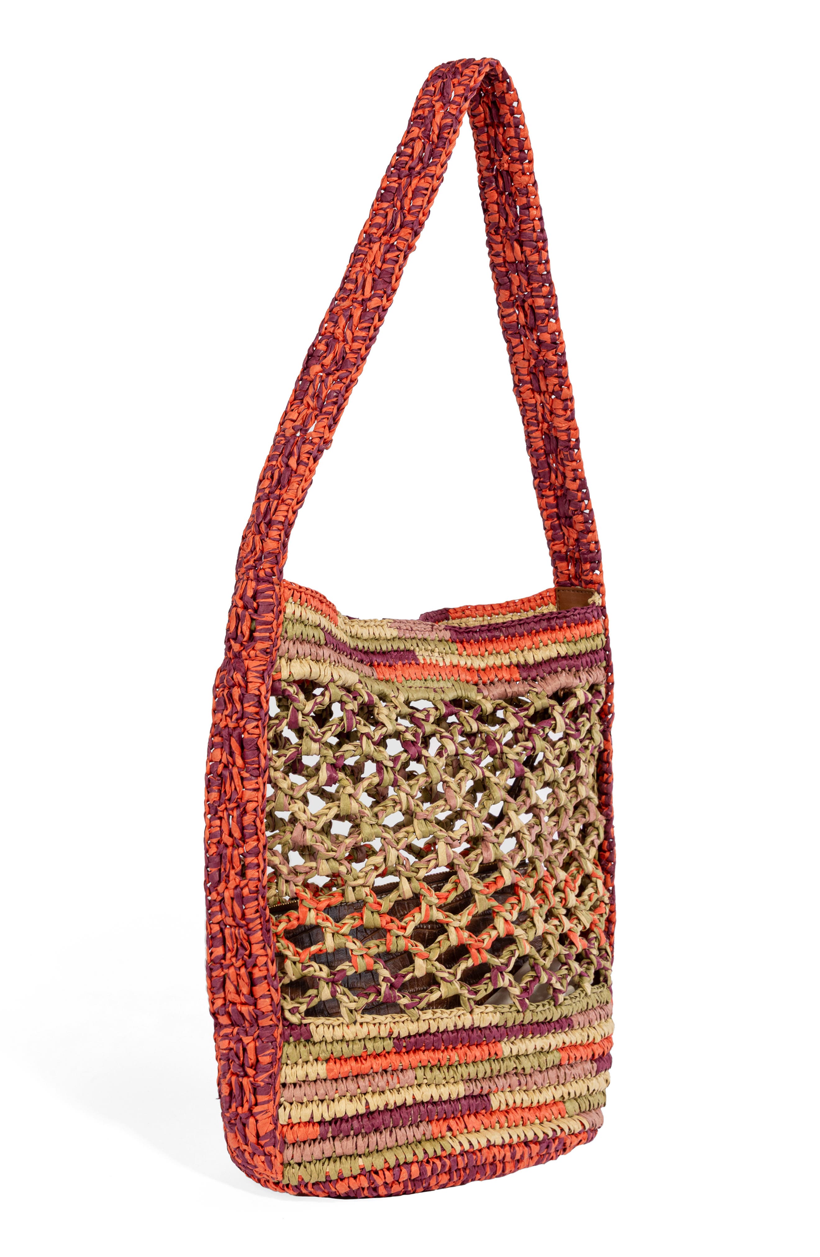 Remi Raffia Bucket Bag, Alternate, color, RUST