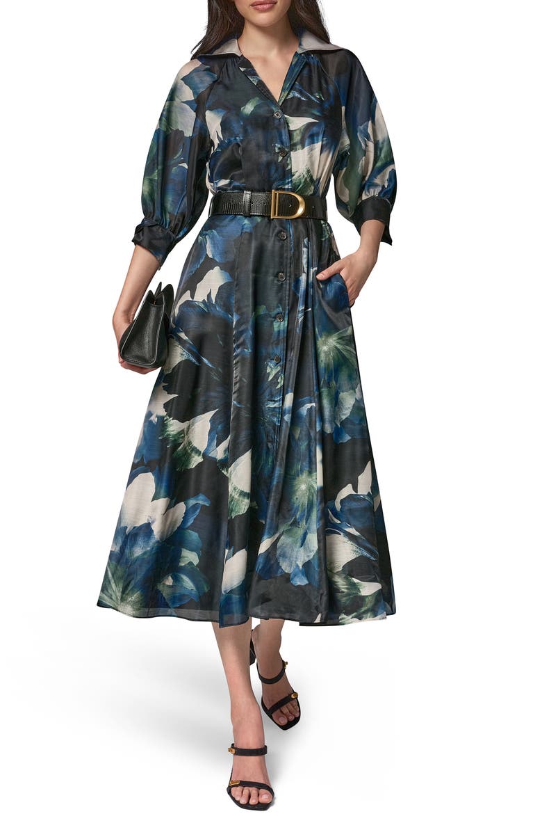 Belted Printed Shirtdress, Alternate, color, BLACK FOREST