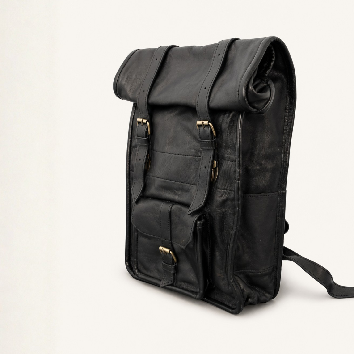 Amasouk Adventurer Leather Rolltop Backpack, Alternate, color, Black