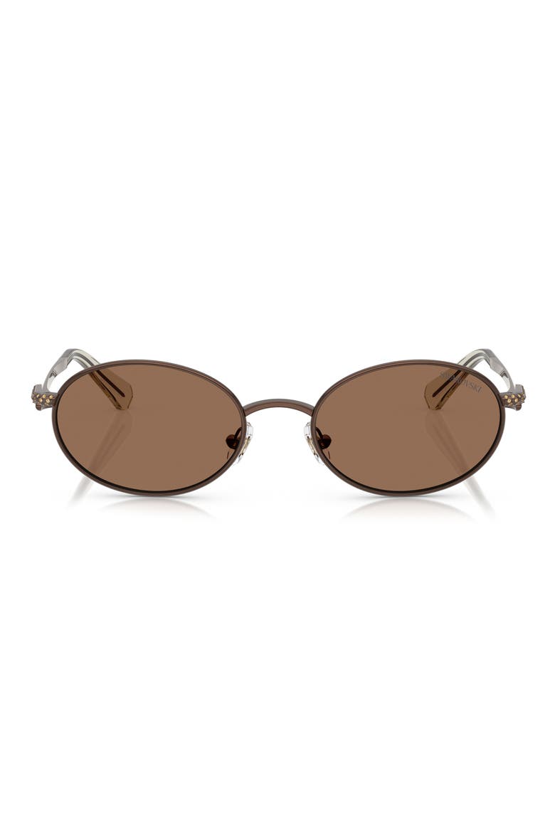 53mm Oval Sunglasses, Main, color, BROWN / DARK BROWN