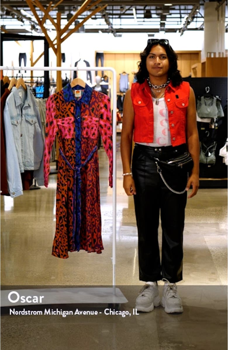 Leopard Mix Print Long Sleeve Shirtdress, sales video thumbnail