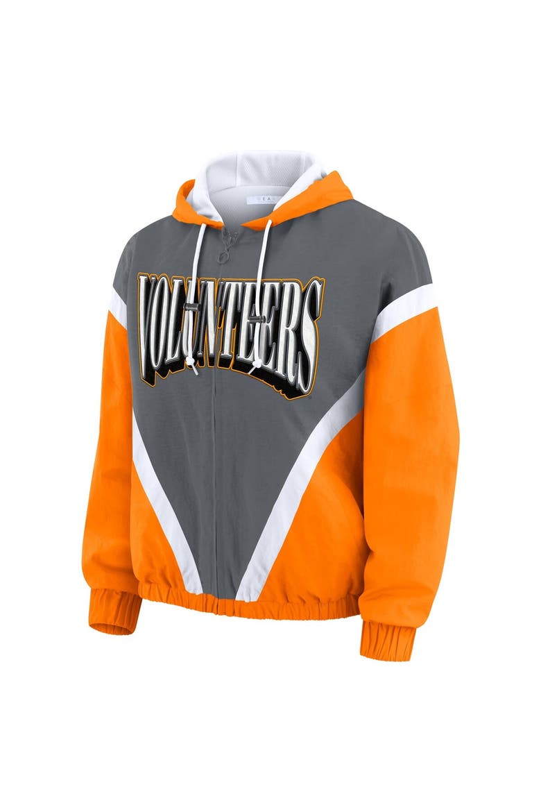 Women's WEAR by Erin Andrews Tennessee Orange/Gray Tennessee Volunteers Colorblock Full-Zip Hoodie Windbreaker Jacket, Alternate, color, Tennessee Orange