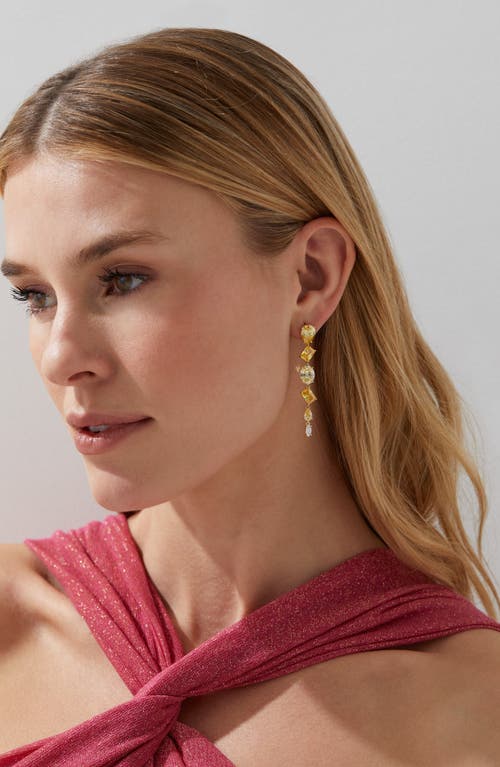 Nadri Palm Springs Yellow Mixed Cut Stone Linear Drop Earrings In Gold