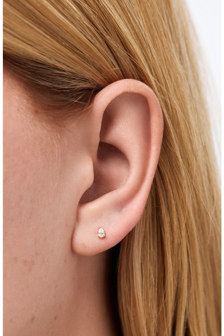 Solid Yellow Gold - Diamond Pear Flatback Studs, Alternate, color, Gold