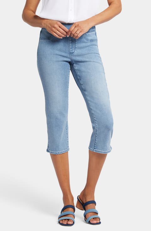Dakota Side Slit Pull-On Capri Jeans