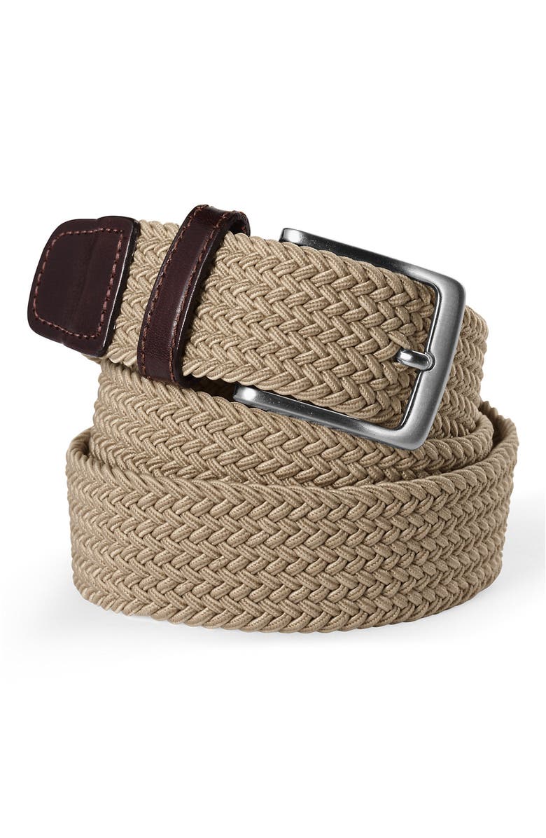 Lands' End Elastic Braid Belt, Main, color, Khaki