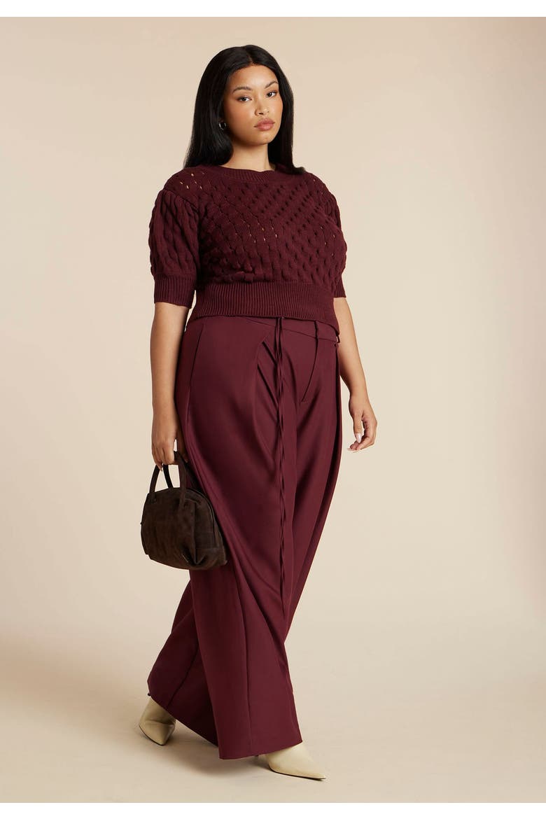 Bubble Stitch Sweater, Alternate, color, TAWNY PORT