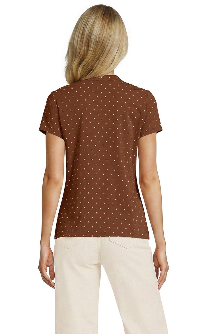 Short Sleeve Lightweight Jersey Button Pintuck Top, Alternate, color, Rich Ginger/Ivory Mini Dot