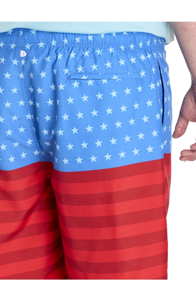 Harbor Bay by DXL Big & Tall Americana Swim Trunks, Alternate, color, Blue Multi