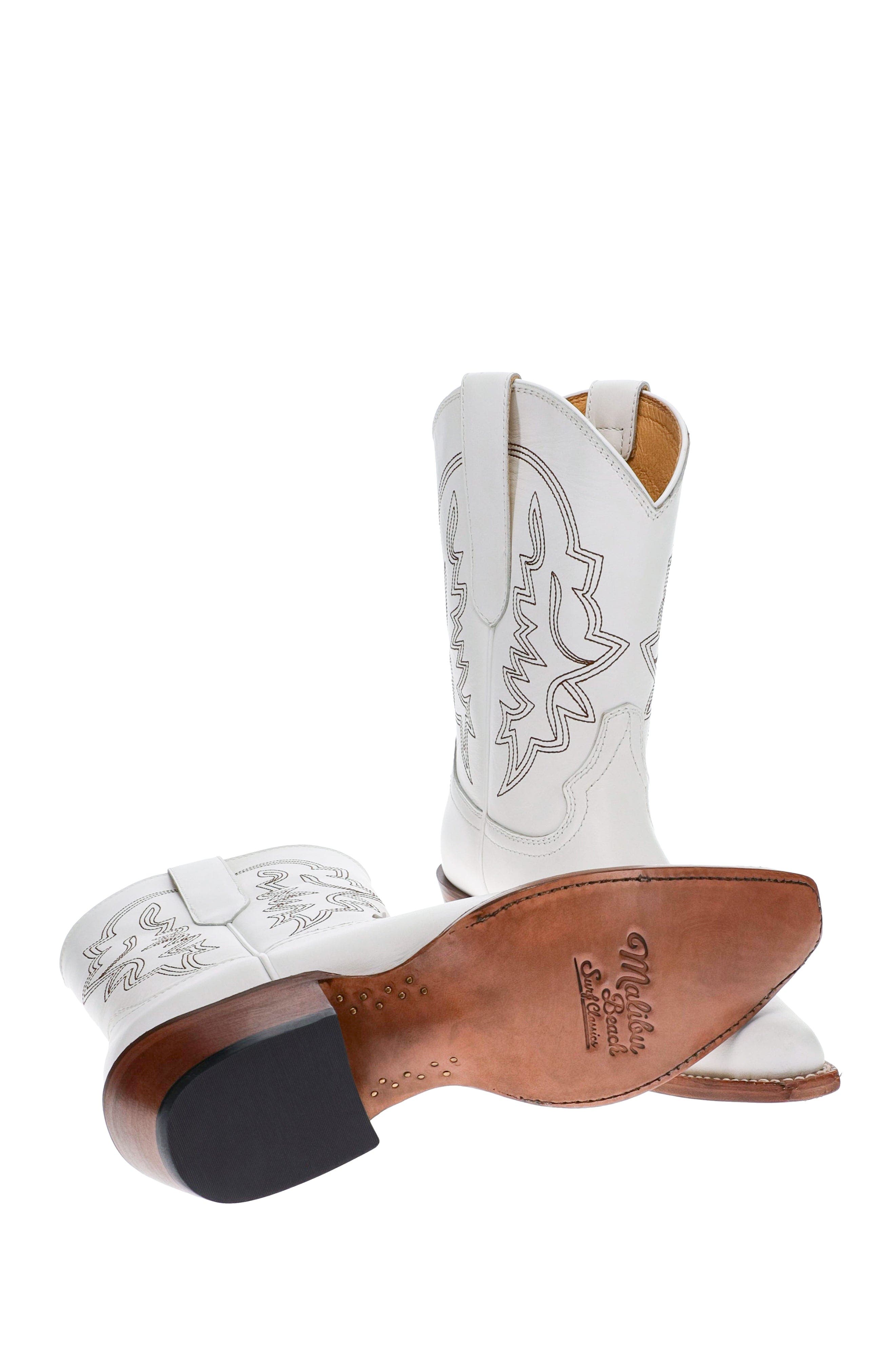 Malibu Beach Women's Premium Western Leather Boots Michelle, Alternate, color, White