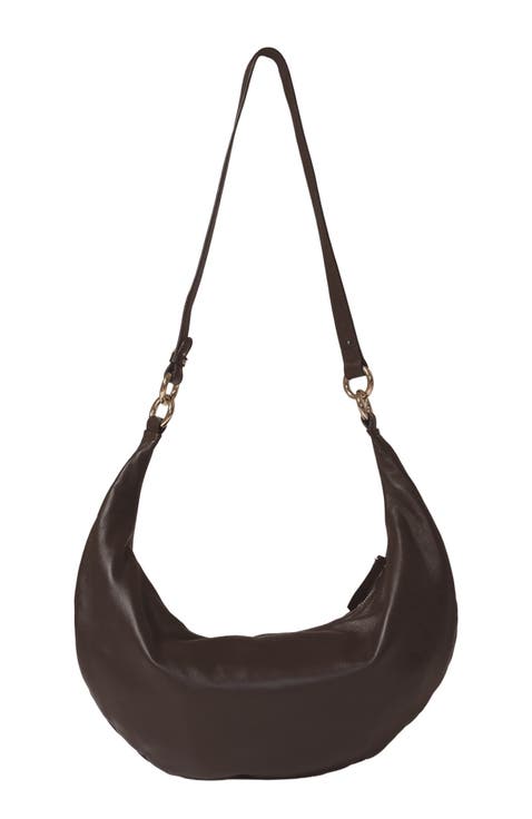 Leather Convertible Hobo Crescent Ring Bag
