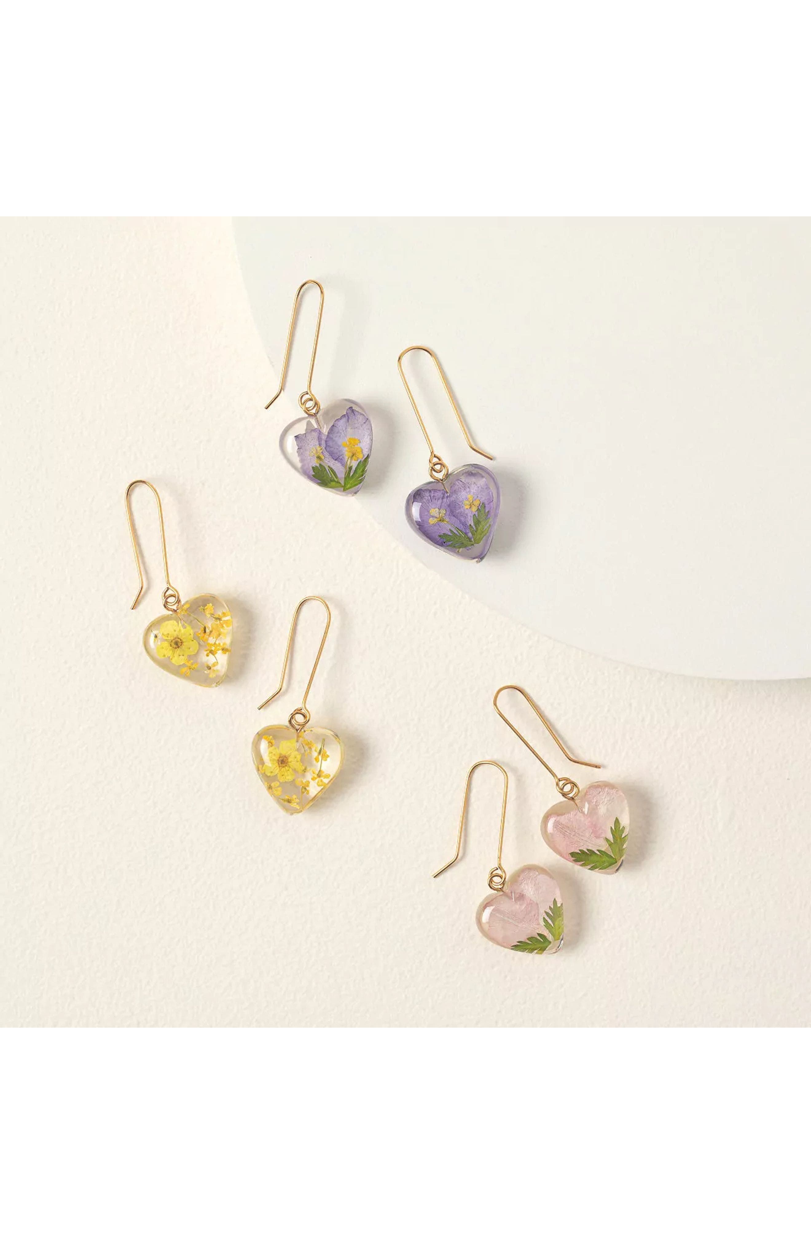 Birth Month Flower Heart Earrings by Belart in Chrysanthemum 