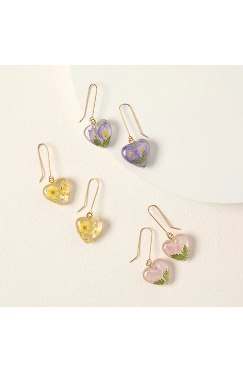 Birth Month Flower Heart Earrings by Belart