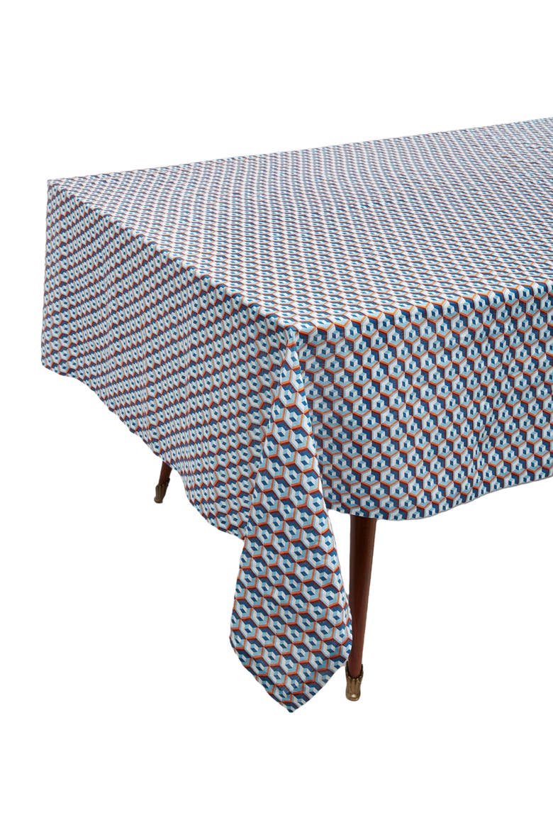Large Tablecloth (180X350) Cubo Giallo/Fuxsia Blue, Alternate, color, Cubo Giallo/Fuxsia Blue