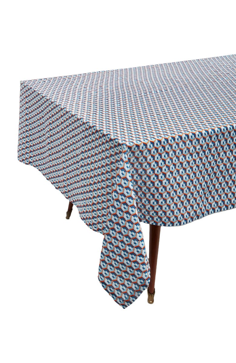 La DoubleJ Large Tablecloth (180X350) Cubo Giallo/Fuxsia Blue, Alternate, color, Cubo Giallo/Fuxsia Blue