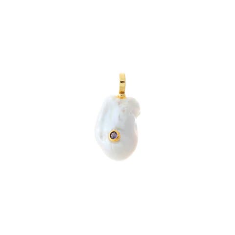 Colored Center Stone Baroque Pearl Charm