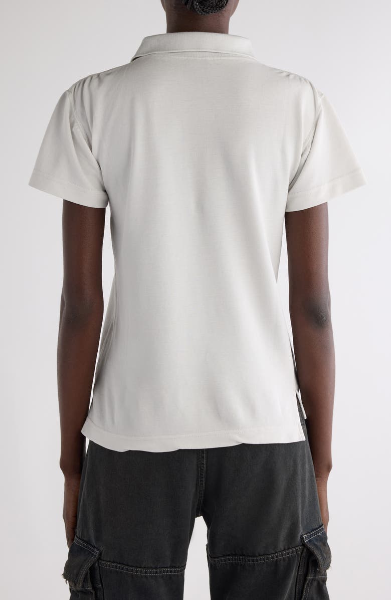 Balenciaga Laurel Embroidered Fitted Cotton Piqué Polo, Alternate, color, 9012 Dirty White