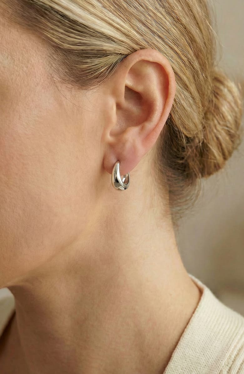 Argento Vivo Sterling Silver Chubby Huggie Hoop Earrings, Alternate, color, Silver