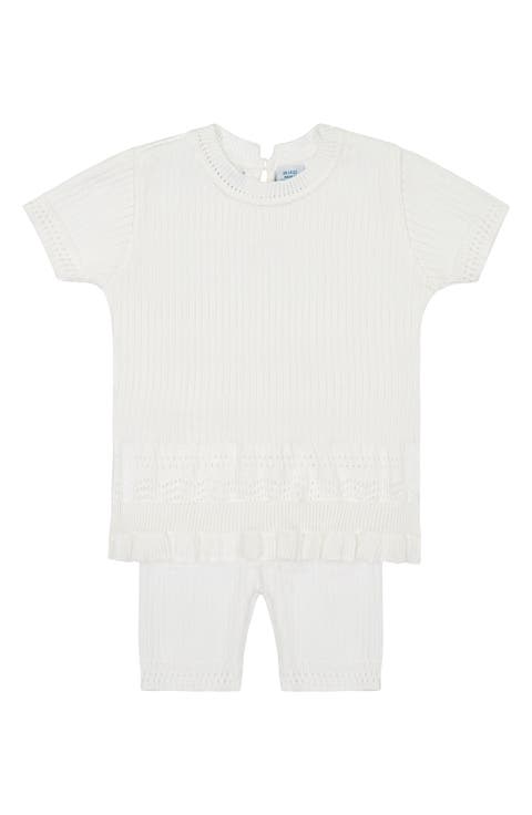 Pointelle Rib Short Sleeve Sweater & Pants (Baby)