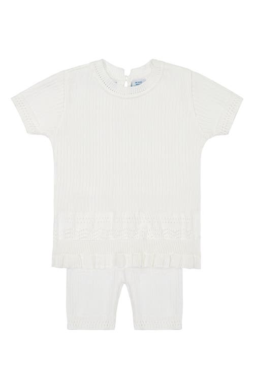 Feltman Brothers Pointelle Rib Short Sleeve Sweater & Pants in Ivory 