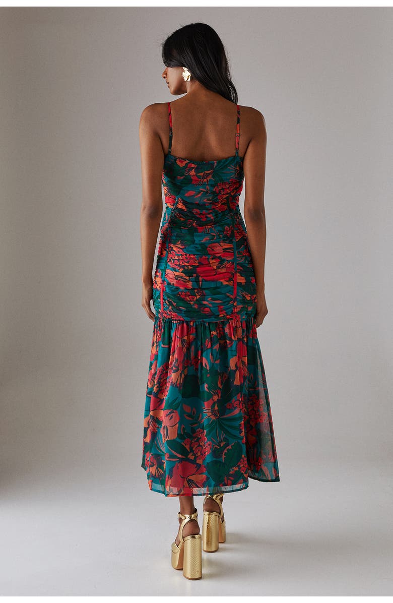 Warehouse Chiffon Gathered Channel Midi Dress, Alternate, color, Floral