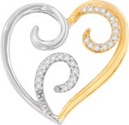 Haus of Brilliance 10K Two-Toned Gold 1/10 cttw Round Cut Diamond Swirl Heart Accent Pendant Necklace