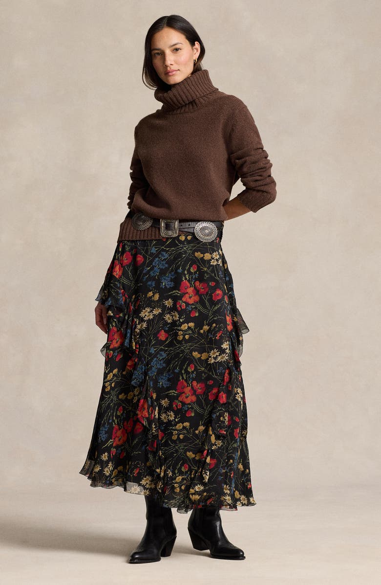 Floral Crinkle Georgette Maxi Wrap Skirt