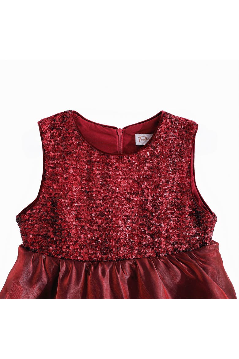 Sequin & Tiered Organza Dress, Alternate, color, Red