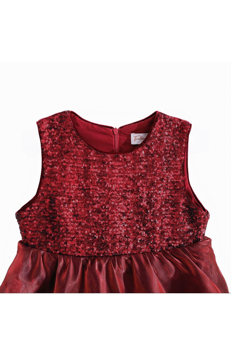 Tulleen Sequin & Tiered Organza Dress, Alternate, color, Red