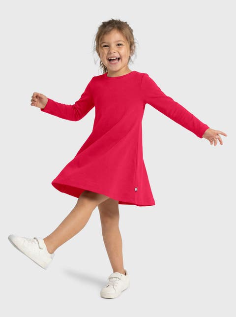 Girl's Soft 100% Cotton Baby Rib Long Sleeve Dress