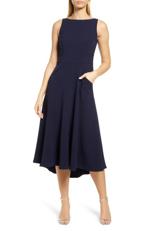 Bateau Neck Fit & Flare Dress