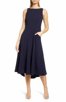 Bateau Neck Fit & Flare Dress