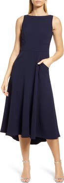 Eliza J Bateau Neck Fit & Flare Dress