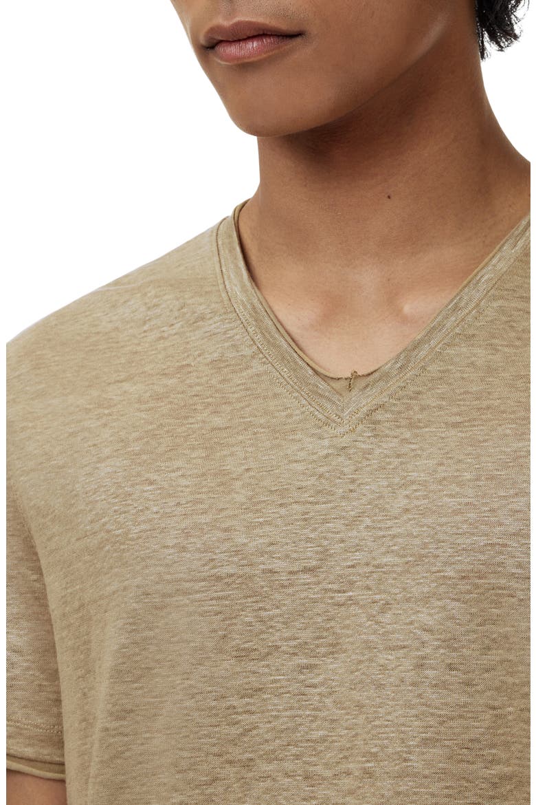 Wooster Slim Fit V-Neck Burnout Linen T-Shirt, Alternate, color, TWIG