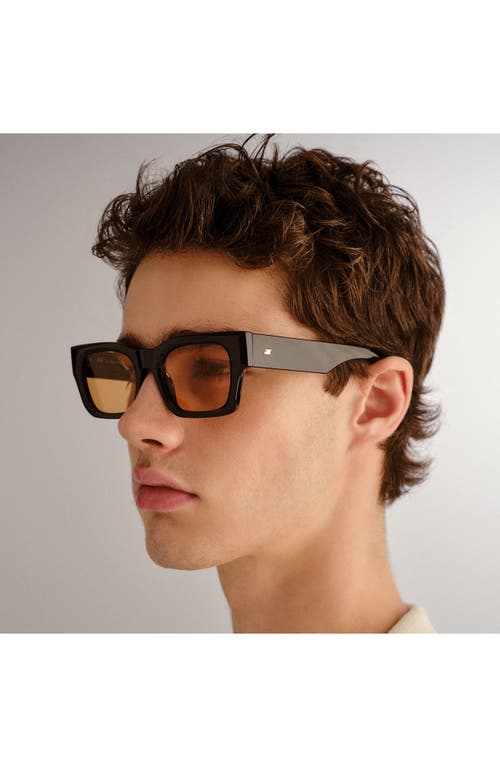 Le Specs Shmood 52mm Rectangular Sunglasses In Black/amber Tint