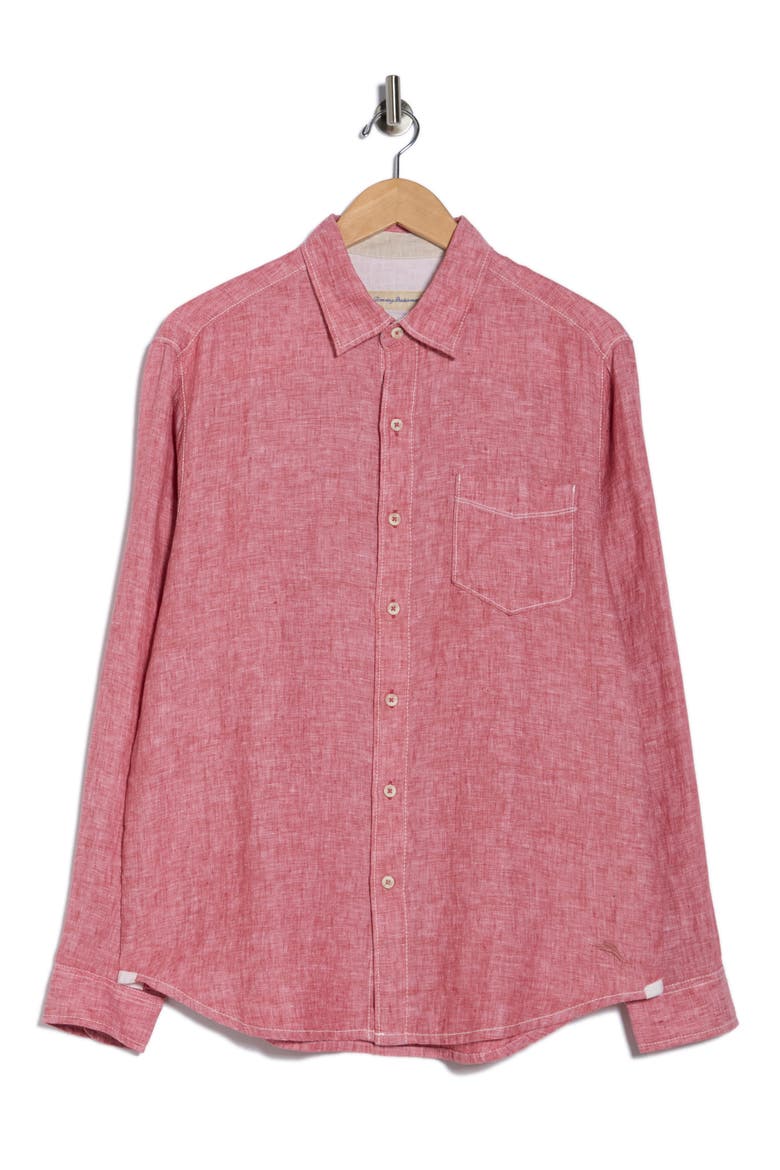 New Party Breezer Linen Long Sleeve Button-Up Shirt, Alternate, color, WILD GERANIUM