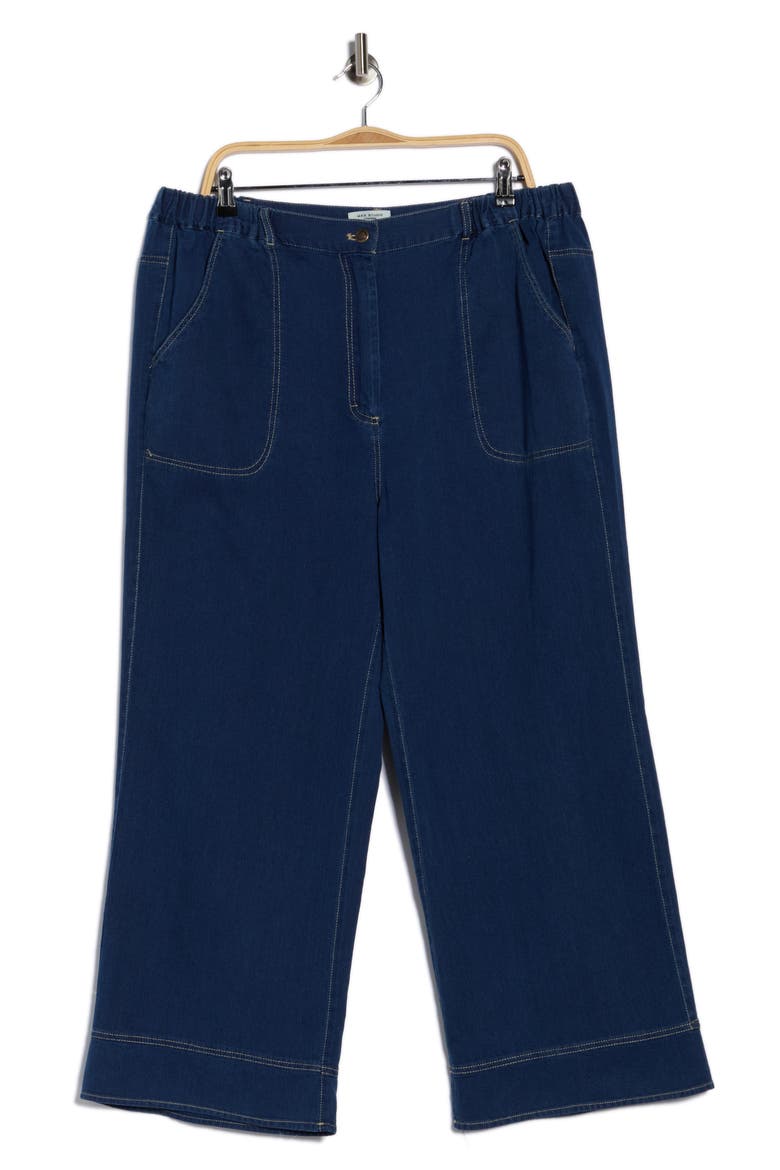 Wide Leg Piqué Knit Pants, Alternate, color, INDIGO-INDIGO